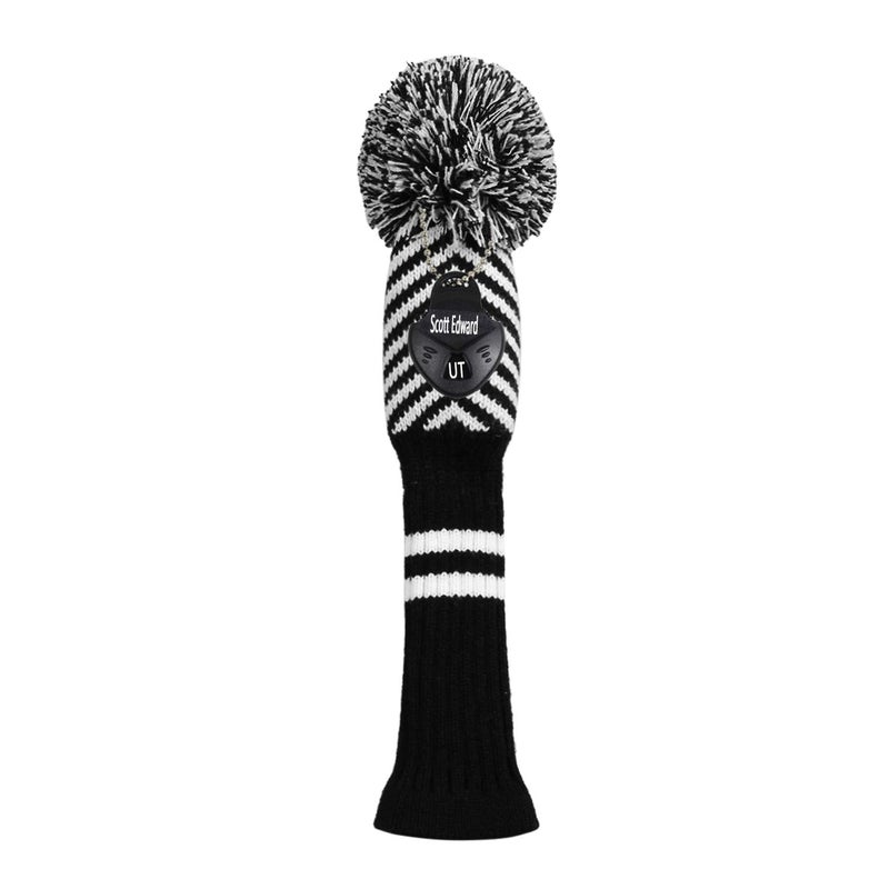 Scott Edward 1PCS Knit Pom Pom Hybrid(UT) Club Protector Golf Club Cover with Rotating Number Tags,Soft,Portable(Herringbone) - Image 2